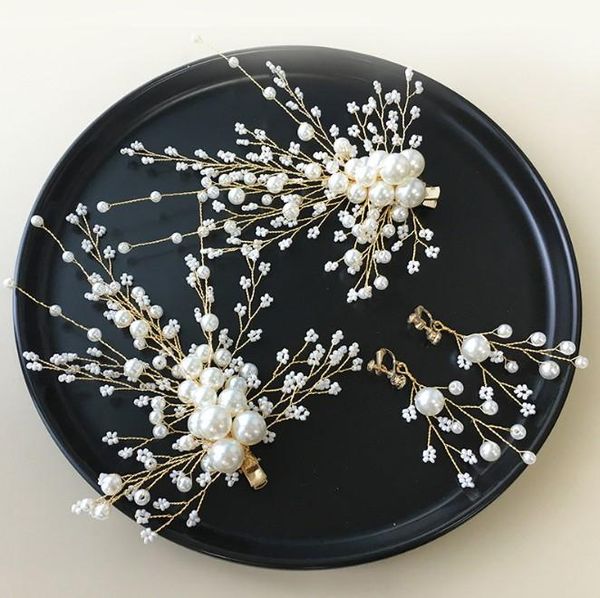 fashion pearls wedding hair clip bridal accessories jewelry flower comb hairpins handmade pearl earrings clips headpieces & barrettes, Golden;silver
fashion pearls wedding hair clip bridal accessories jewelry flower comb hairpins handmade pearl earrings clips headpieces & barrettes, Golden;silver