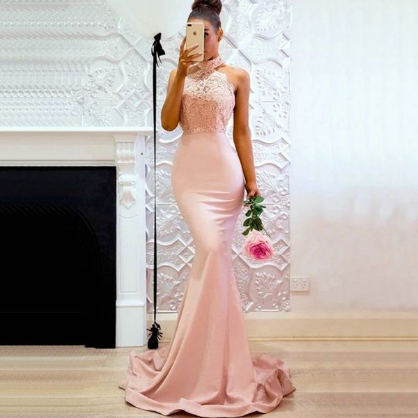 halter lace appliques mermaid evening dresses sweep train satin backless formal long prom party gowns, Black;red
halter lace appliques mermaid evening dresses sweep train satin backless formal long prom party gowns, Black;red
