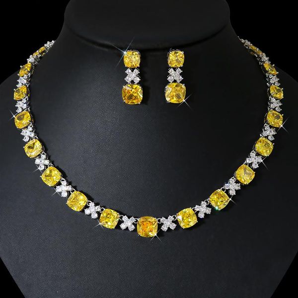 earrings & necklace bilincolor fashion yellow cubic zircon wedding luxury and earring set for women, Silver
earrings & necklace bilincolor fashion yellow cubic zircon wedding luxury and earring set for women, Silver