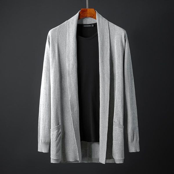 men's sweaters autumn knit cardigan long sweater coat business casual loose thread lapel cloak, White;black
men's sweaters autumn knit cardigan long sweater coat business casual loose thread lapel cloak, White;black