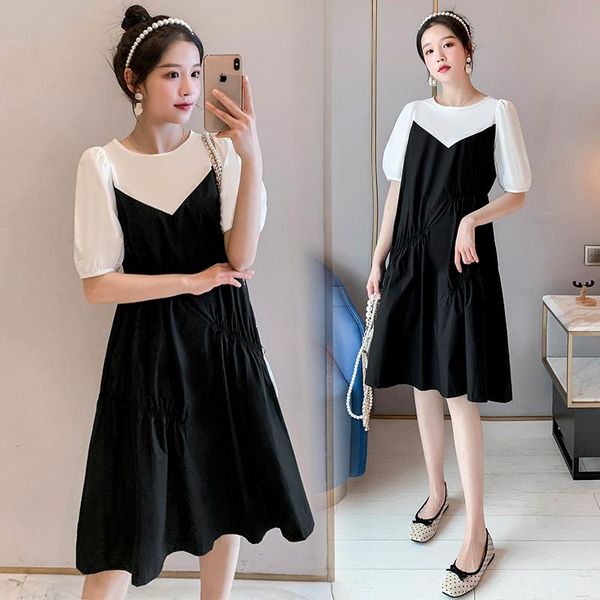 169# maternity clothes summer short sleeves patchwork o neck loose dress pregnant women mom dresses, White
169# maternity clothes summer short sleeves patchwork o neck loose dress pregnant women mom dresses, White
