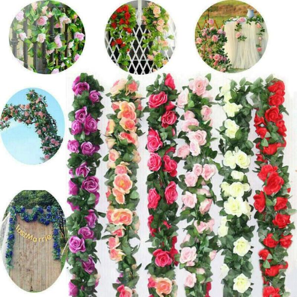 decorative flowers & wreaths 2x 2.3m wedding string vine flower silk ivy garden rose garland artificial decoration 
decorative flowers & wreaths 2x 2.3m wedding string vine flower silk ivy garden rose garland artificial decoration