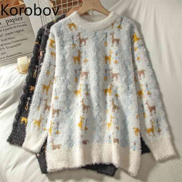korobov harajuku streetwear cartoon women pullovers sweaters korean o neck long sleeve sweet korean sueter mujer knitted 210430, White;black
korobov harajuku streetwear cartoon women pullovers sweaters korean o neck long sleeve sweet korean sueter mujer knitted 210430, White;black