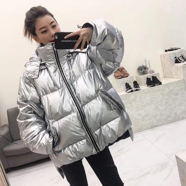 winter loose hooded down jacket women shiny silver white duck thickened warmth for men and, Black
winter loose hooded down jacket women shiny silver white duck thickened warmth for men and, Black