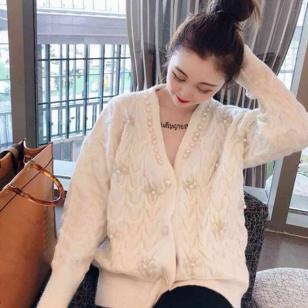 women's jackets women luxury beaded v-neck knitted white cardigan sweet fashion long-sleeved sweater coat christmas clothes mg4v, Black;brown
women's jackets women luxury beaded v-neck knitted white cardigan sweet fashion long-sleeved sweater coat christmas clothes mg4v, Black;brown