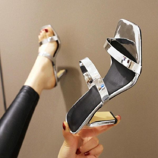 slippers shinny gold silver green woman open toe high heels outside sandal slides for women ladies pumps mules big size 46, Black
slippers shinny gold silver green woman open toe high heels outside sandal slides for women ladies pumps mules big size 46, Black