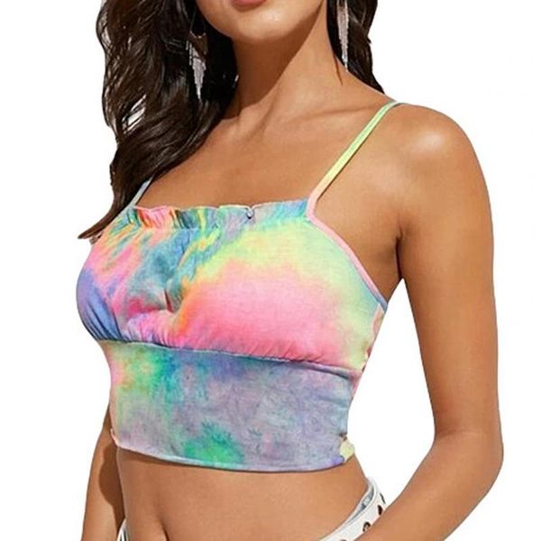 camisole tie dye print backless vest women spaghetti strap crop for summer party streetwear women's tanks & camis, White
camisole tie dye print backless vest women spaghetti strap crop for summer party streetwear women's tanks & camis, White