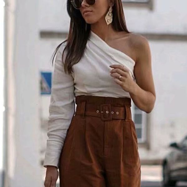 women shoulder white blouse skew collar one sleeve irregular shirts female slim stylish blusas
women shoulder white blouse skew collar one sleeve irregular shirts female slim stylish blusas