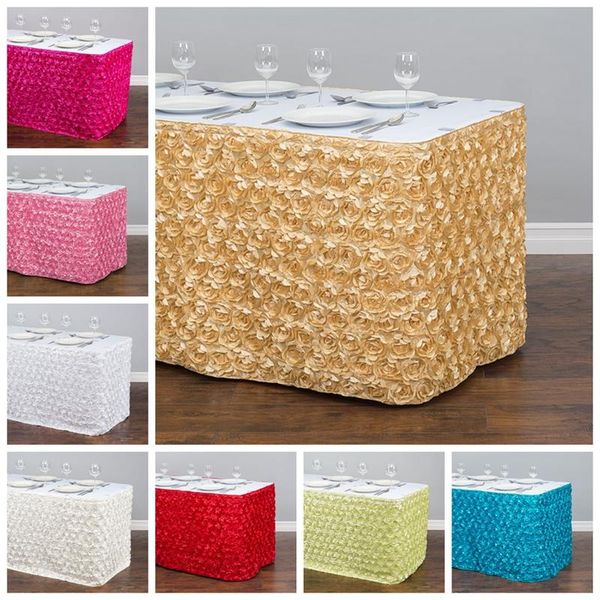 rosette satin table skirt rectangle tablecloth skirting for wedding banquet event christmas decoration
rosette satin table skirt rectangle tablecloth skirting for wedding banquet event christmas decoration