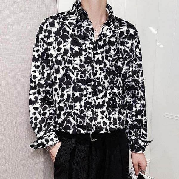 men's casual shirts punk metal neckline leopard print shirt men luxury long sleeve club prom chemise social homme spring autumn male ko, White;black
men's casual shirts punk metal neckline leopard print shirt men luxury long sleeve club prom chemise social homme spring autumn male ko, White;black