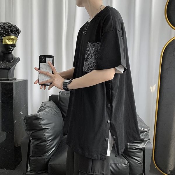 men's t-shirts summer hip-hop cashew flower patch pocket short-sleeved breasted loose fork casual fried street t-shirt for men women, White;black
men's t-shirts summer hip-hop cashew flower patch pocket short-sleeved breasted loose fork casual fried street t-shirt for men women, White;black