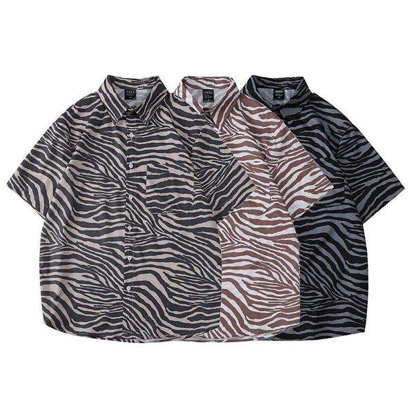 men's casual shirts men shirt short sleeve 2021 arrival summer loose retro fashion zebra pattern male thin korean style s90, White;black
men's casual shirts men shirt short sleeve 2021 arrival summer loose retro fashion zebra pattern male thin korean style s90, White;black