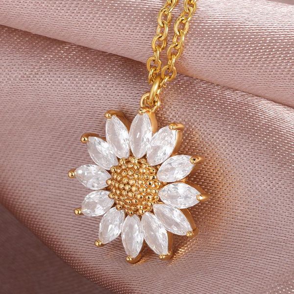pendant necklaces boho jewelry crystal sunflower pendants for women gifts stainless steel link chain flower necklace bijiux femme, Silver
pendant necklaces boho jewelry crystal sunflower pendants for women gifts stainless steel link chain flower necklace bijiux femme, Silver