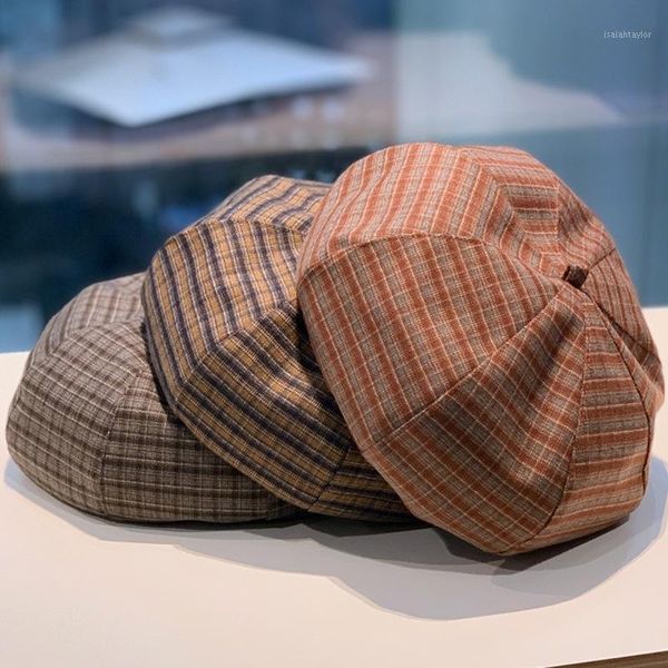 berets japanese plaid beret spring and autumn thin section small fresh hat korean style trendy wild painter women's, Blue;gray
berets japanese plaid beret spring and autumn thin section small fresh hat korean style trendy wild painter women's, Blue;gray