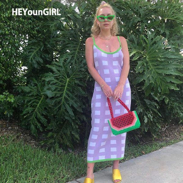 heyoungirl summer backless plaid knitted long dress women vintage robe y2k sleeveless bodycon strap midi dresses party fashion y0603, Black;gray
heyoungirl summer backless plaid knitted long dress women vintage robe y2k sleeveless bodycon strap midi dresses party fashion y0603, Black;gray
