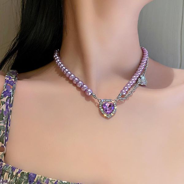 pendant necklaces elegant purple pearl choker necklace women rhinestone crystal heart jewelry for valentines birthday girl friend gift, Silver
pendant necklaces elegant purple pearl choker necklace women rhinestone crystal heart jewelry for valentines birthday girl friend gift, Silver