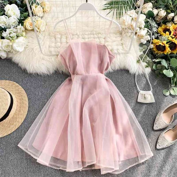 women spaghetti strap backless mesh mini dress summer elegant ladies slim party fairy short dresses 210430, Black;gray
women spaghetti strap backless mesh mini dress summer elegant ladies slim party fairy short dresses 210430, Black;gray