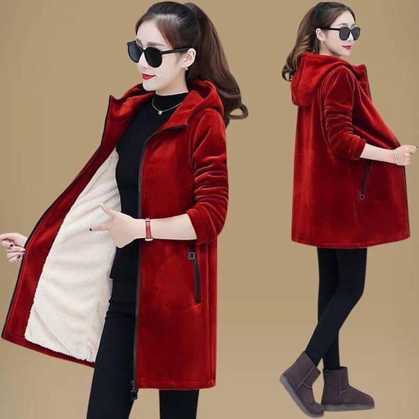 women's jackets autumn winter fleece jacket coats female long hooded outerwear warm thick slim fit hoodies, Black;brown
women's jackets autumn winter fleece jacket coats female long hooded outerwear warm thick slim fit hoodies, Black;brown