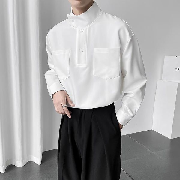 men's casual shirts stand collar large pocket long sleeve shirt autumn loose pullover fashion design trend, White;black
men's casual shirts stand collar large pocket long sleeve shirt autumn loose pullover fashion design trend, White;black
