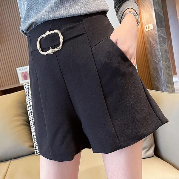 women's shorts elegant pockets back zipper summer women stretch solid high wiast a-line wide leg loose office ladies patchwork, White;black
women's shorts elegant pockets back zipper summer women stretch solid high wiast a-line wide leg loose office ladies patchwork, White;black