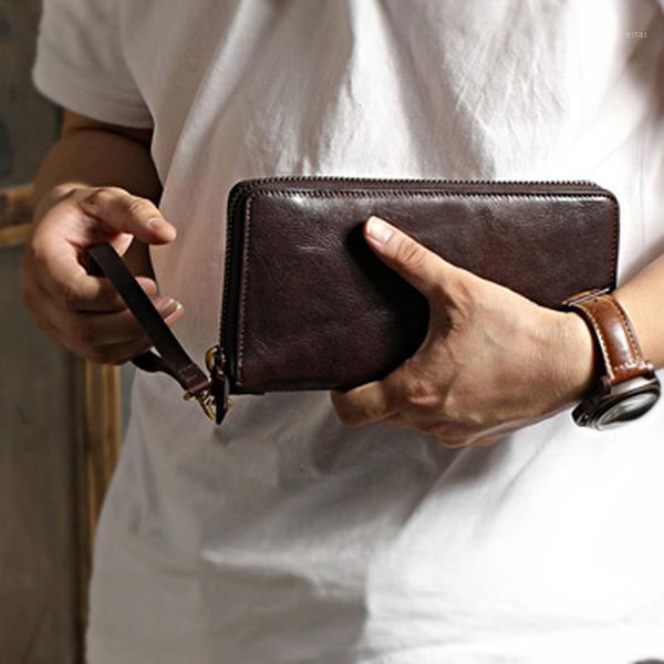wallets original handmade long wallet simple men's leather clutch casual all-match zipper1, Red;black
wallets original handmade long wallet simple men's leather clutch casual all-match zipper1, Red;black