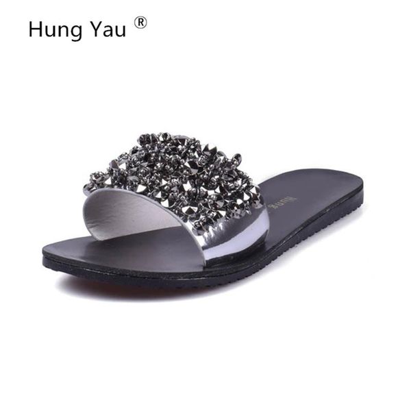 slippers hung yau women sandals beach rivet flip flops summer style casual shoes woman flats crystal female slides ladies, Black
slippers hung yau women sandals beach rivet flip flops summer style casual shoes woman flats crystal female slides ladies, Black