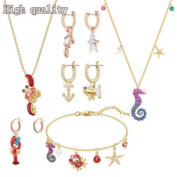 chains swa fashion exquisite lovely marine biology serie colorful lobster crab seahorse design female necklace jewelry set, Silver
chains swa fashion exquisite lovely marine biology serie colorful lobster crab seahorse design female necklace jewelry set, Silver