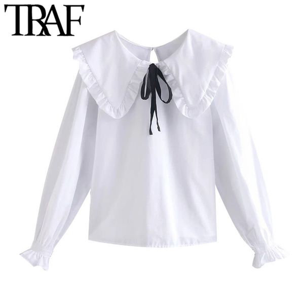 women sweet fashion with bow tied loose blouses vintage peter pan collar long sleeve female shirts chic 210507, White
women sweet fashion with bow tied loose blouses vintage peter pan collar long sleeve female shirts chic 210507, White