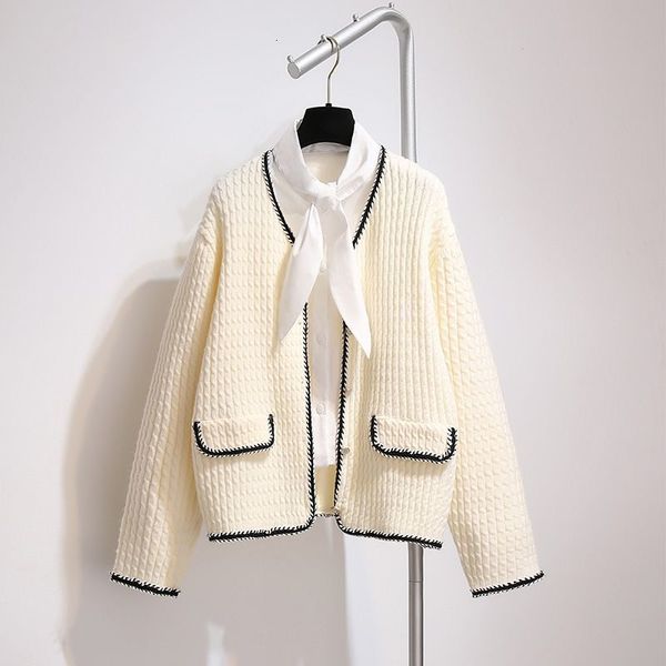 women's knits & tees autumn and winter new coat sweater cardigan women loose short metal buckle bright silk all-match 2f5f, White
women's knits & tees autumn and winter new coat sweater cardigan women loose short metal buckle bright silk all-match 2f5f, White
