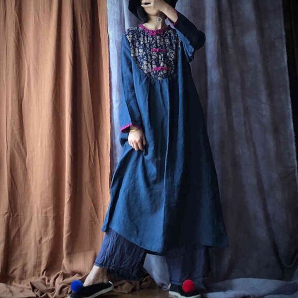 johnature winter cotton linen vintage dress women o-neck loose long sleeve print flower patchwork blue retro dresses 210521, Black;gray
johnature winter cotton linen vintage dress women o-neck loose long sleeve print flower patchwork blue retro dresses 210521, Black;gray