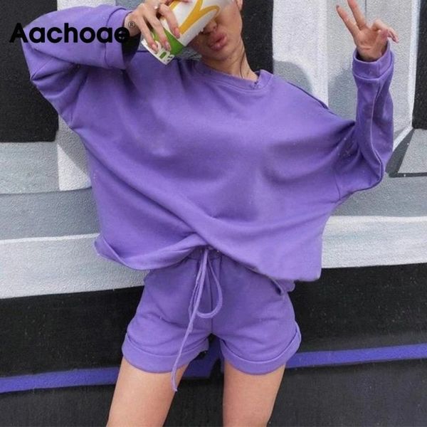 aachoae solid loose sport suit woman batwing long sleeve oversize pullover hoodies+drawstring pleated shorts outfits tracksuits 210413, White
aachoae solid loose sport suit woman batwing long sleeve oversize pullover hoodies+drawstring pleated shorts outfits tracksuits 210413, White