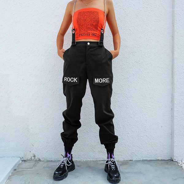 women cargo pants 2021 fashion punk pockets jogger trousers with chain harajuku elastics high waist streetwear #t2g women's & capris, Black;white
women cargo pants 2021 fashion punk pockets jogger trousers with chain harajuku elastics high waist streetwear #t2g women's & capris, Black;white