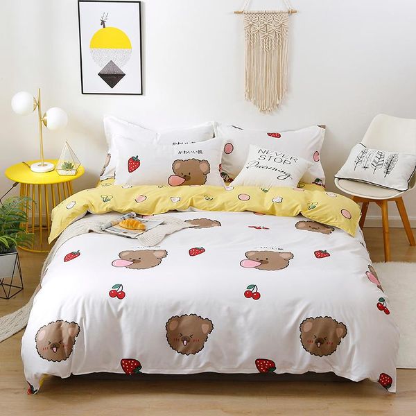 yellow white strawberry bear kids comforter bedding set cute cartoon fashion king twin size bed linen duvet cover gift sets
yellow white strawberry bear kids comforter bedding set cute cartoon fashion king twin size bed linen duvet cover gift sets