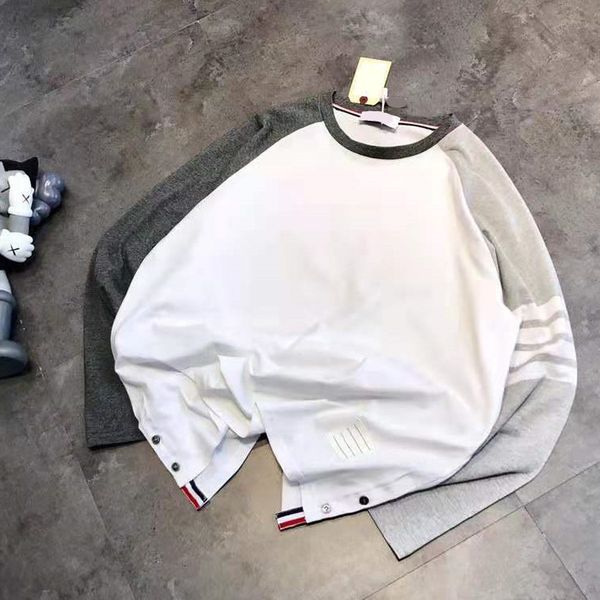 high version 21 spring summer new fashion simple and fresh grey contrast sleeve yarn dyed striped shell button couple long sleeve, White
high version 21 spring summer new fashion simple and fresh grey contrast sleeve yarn dyed striped shell button couple long sleeve, White