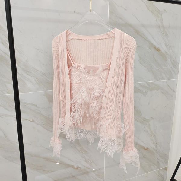 women's knits & tees temperament feather three-dimensional flower camisole + embroidery stitching knitted v-neck cardigan 0407, White
women's knits & tees temperament feather three-dimensional flower camisole + embroidery stitching knitted v-neck cardigan 0407, White