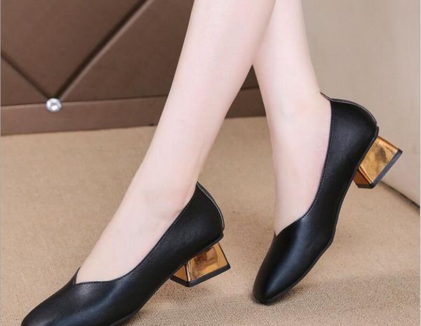 fashion autumn women dress shoes medium heels woman square toe pumps gold heeled boat ladies large size, Black
fashion autumn women dress shoes medium heels woman square toe pumps gold heeled boat ladies large size, Black