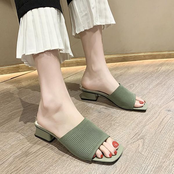 women's shoes slippers outdoor 2021 summer fashion knitted stretch open toe thick sandals, Black
women's shoes slippers outdoor 2021 summer fashion knitted stretch open toe thick sandals, Black