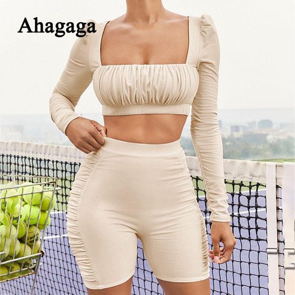 women's tracksuits ahagaga 2 pieces women fashion long sleeveless square collar pullovers high waist fitness sets sporty female, Gray
women's tracksuits ahagaga 2 pieces women fashion long sleeveless square collar pullovers high waist fitness sets sporty female, Gray