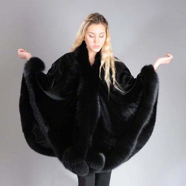 women's fur & faux fashion real mink capes natural women winterf full pelt genuine ponchos plus size woman outfit, Black
women's fur & faux fashion real mink capes natural women winterf full pelt genuine ponchos plus size woman outfit, Black