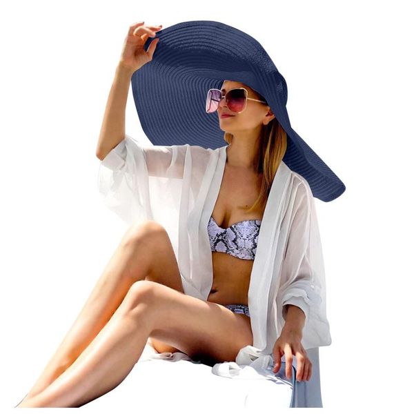 wide brim hats women's straw sun female beach hat bow summer anti uv large cap #t2g, Blue;gray
wide brim hats women's straw sun female beach hat bow summer anti uv large cap #t2g, Blue;gray