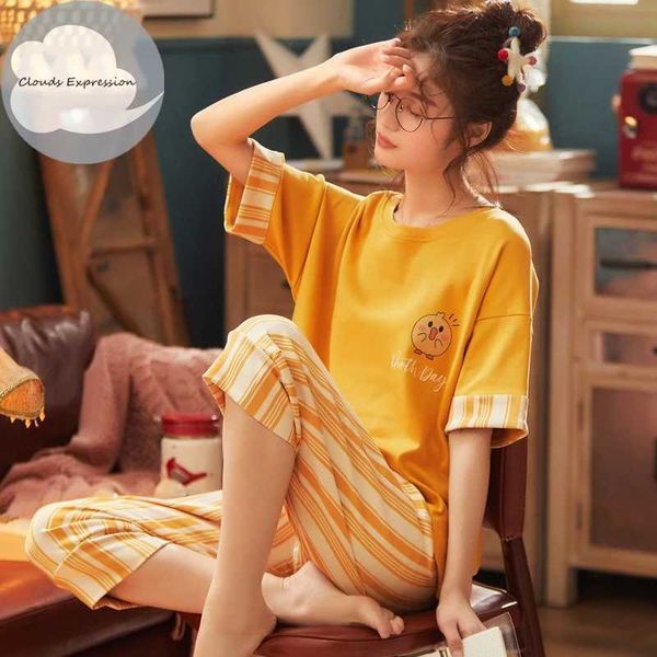 summer knitted cotton cartoon pajamas sets women pyjamas sleepwear nightwear pijama mujer plus size calf-length pants homewear 210928, Black;red
summer knitted cotton cartoon pajamas sets women pyjamas sleepwear nightwear pijama mujer plus size calf-length pants homewear 210928, Black;red