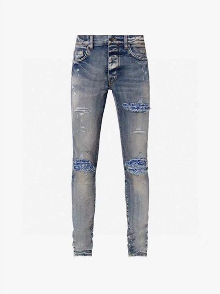 men's jeans style high street cashew flower patchwork cloth hole wash do old applique pattern fashion brand, Blue
men's jeans style high street cashew flower patchwork cloth hole wash do old applique pattern fashion brand, Blue