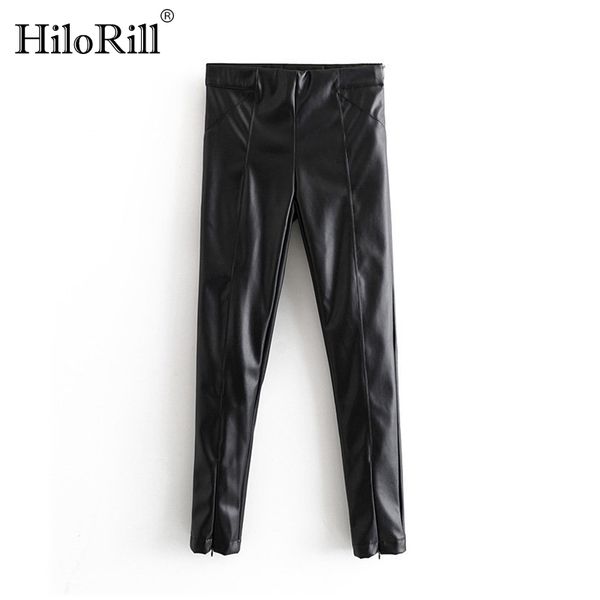 women pu faux leather stretch pants solid color high waist ladies pencil trousers full length streetwear bottoms 210508, Black;white
women pu faux leather stretch pants solid color high waist ladies pencil trousers full length streetwear bottoms 210508, Black;white