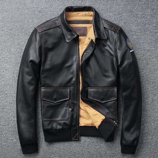 men's leather & faux mens genuine first layer cowhide short black slim jacket g1 flight suit coat spring/autumn
men's leather & faux mens genuine first layer cowhide short black slim jacket g1 flight suit coat spring/autumn