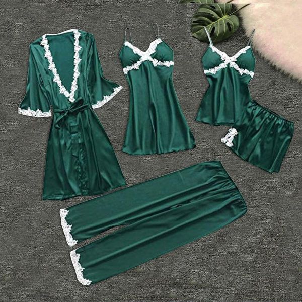 women's sleepwear lace pajamas sets womens 5pc strap pants suit spring autumn home wear nightwear bath gown s-3l #t1g, Black;red
women's sleepwear lace pajamas sets womens 5pc strap pants suit spring autumn home wear nightwear bath gown s-3l #t1g, Black;red