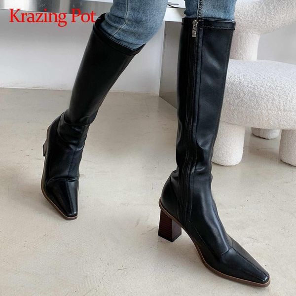 boots krazing pot equestrian stretch streetwear thick med heel small square toe zipper mature knee l0f51, Black
boots krazing pot equestrian stretch streetwear thick med heel small square toe zipper mature knee l0f51, Black