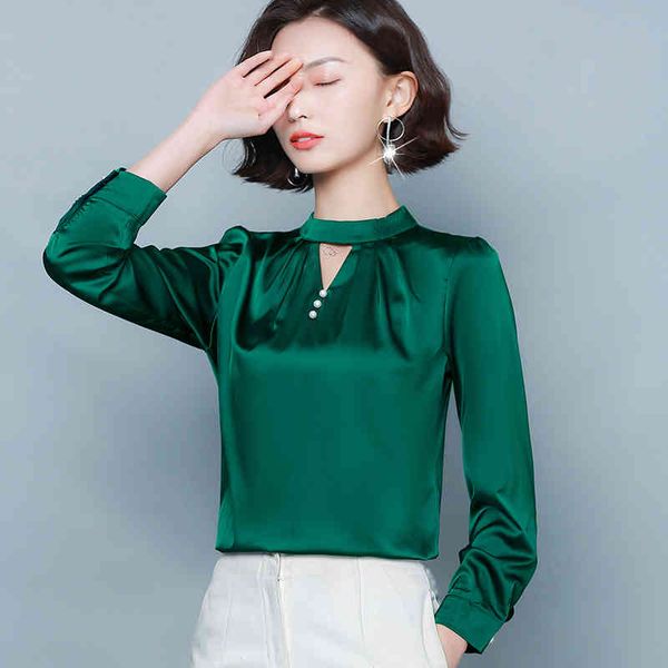 korean silk blouses women satin shirt plus size long sleeve solid hollow out blusas mujer de moda 210427, White
korean silk blouses women satin shirt plus size long sleeve solid hollow out blusas mujer de moda 210427, White