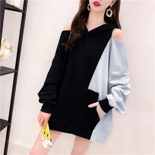 women's hoodies & sweatshirts fashion strapless women hoodie perforated harajuku patchwork streetwear pullovers womens oversize sweatsh, Black
women's hoodies & sweatshirts fashion strapless women hoodie perforated harajuku patchwork streetwear pullovers womens oversize sweatsh, Black