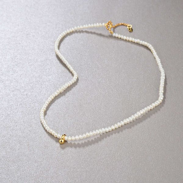 plated s925 silver 18k gold simple classic elegant natural pearl necklace