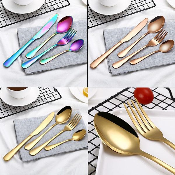 dinnerware sets stainless steel cutlery flatware set rose gold/gold/rainbow color luxury knife fork scoop spoon tableware
dinnerware sets stainless steel cutlery flatware set rose gold/gold/rainbow color luxury knife fork scoop spoon tableware